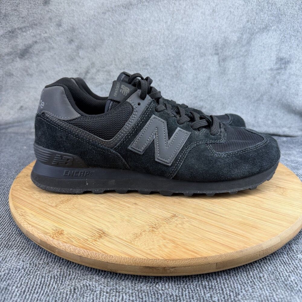 New Balance Classic 574 Shoes Mens Size 8.5 Black Suede Mesh Sneakers ML574EVE